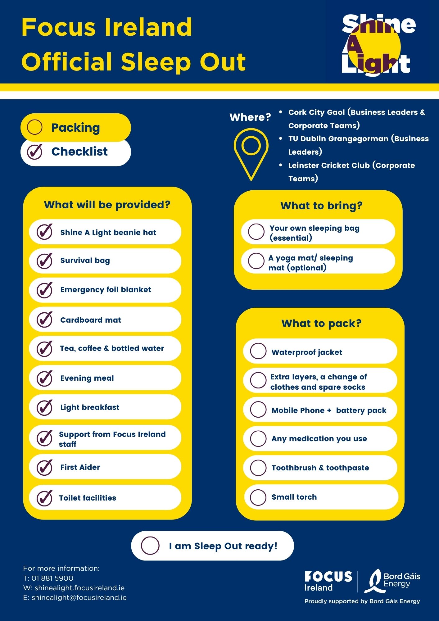 Official Events Checklist